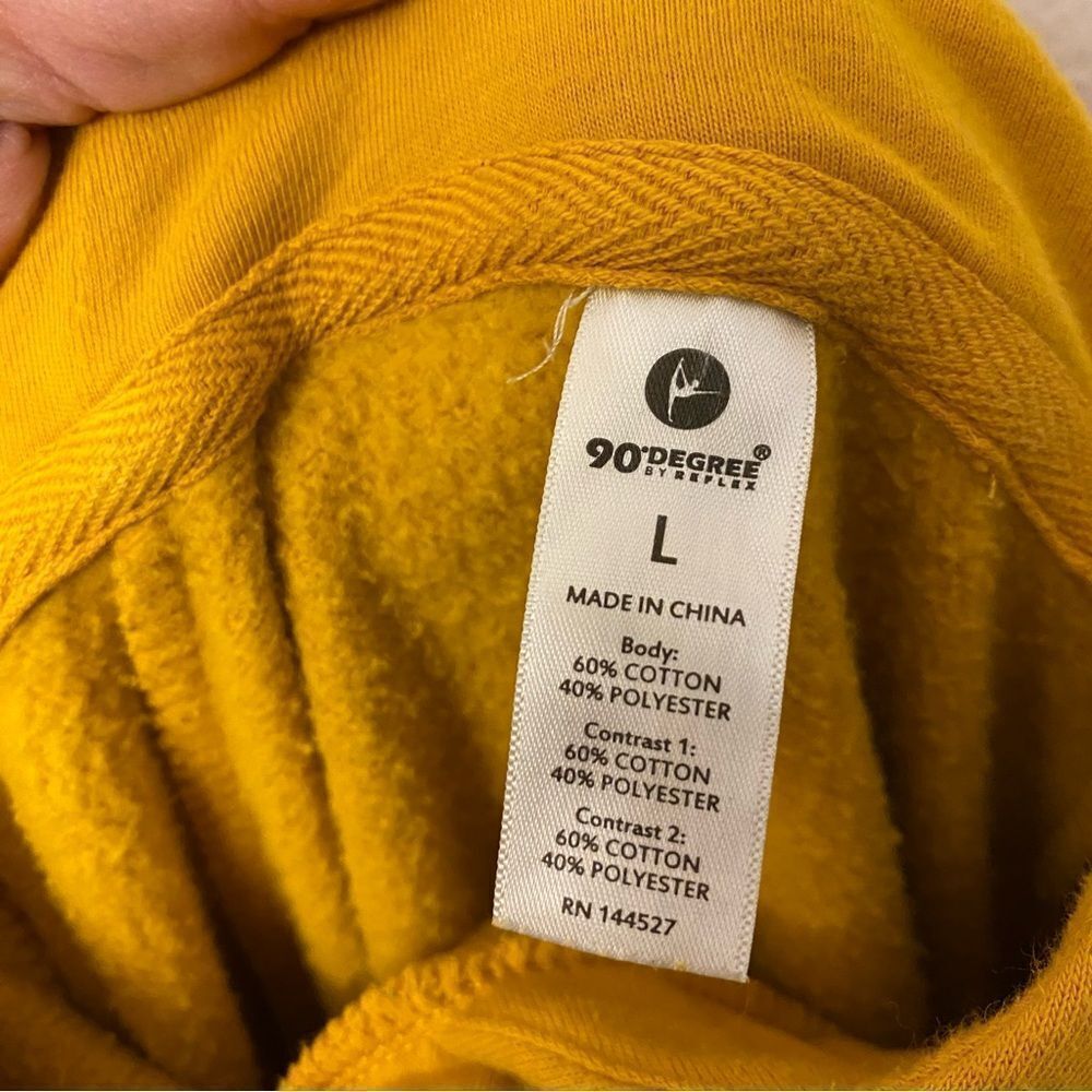 90 degrees mid weight yellow mustard golden rod chunky pullover hoodie L - Picture 3 of 6
